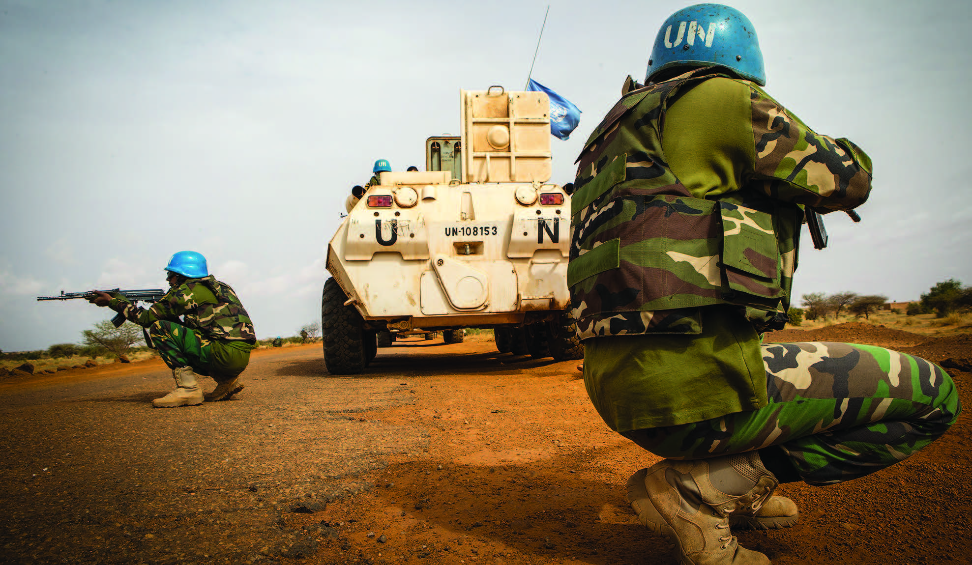 United Nations Multidimensional Integrated Stabilization Mission in Mali peacekeepers conduct operation dubbed “Frelana” to protect civilians and their property southwest of Gao, Mali, July 11, 2017 (United Nations/Harandane Dicko)